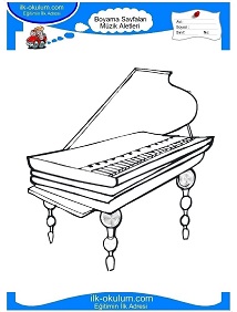 Çocuklar İçin Piano Boyama Sayfaları 